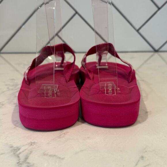 Coach Jessalyn Signature Monogram pink Flip Flops Sandals thick sole Y2K preppy - Picture 2 of 8